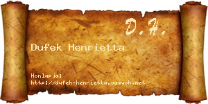 Dufek Henrietta névjegykártya